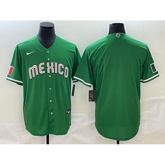 Men Mexico Baseball Blank 2023 Green World Baseball Classic Stitched Jersey 2 Men Mexico Baseball Blank 2023 Green World Baseball Classic Stitched Jersey 2
