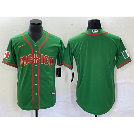 Men Mexico Baseball Blank 2023 Green World Baseball With Patch Classic Stitched Jersey Men Mexico Baseball Blank 2023 Green World Baseball With Patch Classic Stitched Jersey