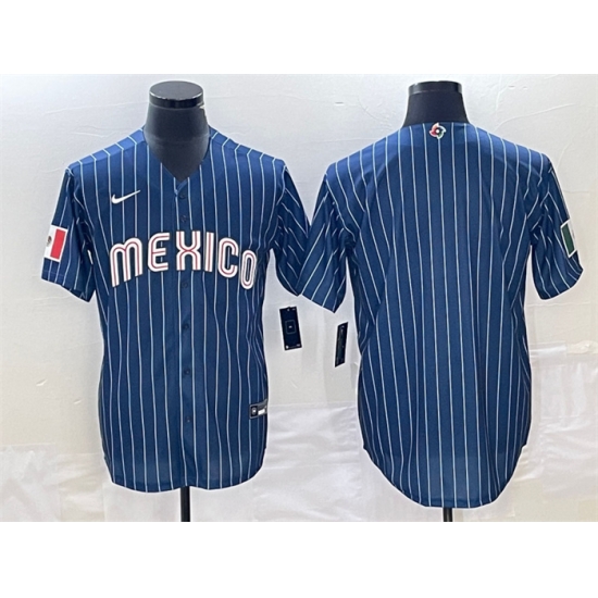 Men Mexico Baseball Blank Navy World Baseball Classic Stitched Jersey Men Mexico Baseball Blank Navy World Baseball Classic Stitched Jersey