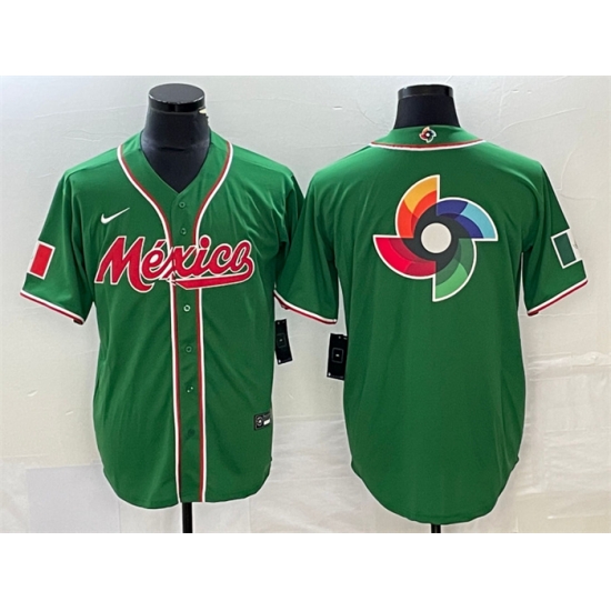Men Mexico Baseball Green 2023 World Baseball Classic Team Big Logo Stitched Jersey Men Mexico Baseball Green 2023 World Baseball Classic Team Big Logo Stitched Jersey