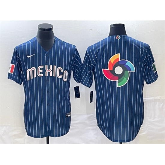 Men Mexico Baseball Navy Team Big Logo World Baseball Classic Stitched Jersey 001 Men Mexico Baseball Navy Team Big Logo World Baseball Classic Stitched Jersey 001