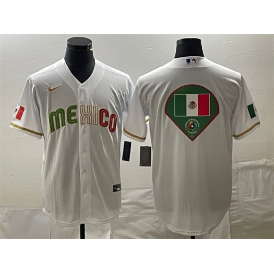 Men Mexico Baseball White 2023 World Baseball Classic Team Big Logo Stitched Jersey 1 Men Mexico Baseball White 2023 World Baseball Classic Team Big Logo Stitched Jersey 1