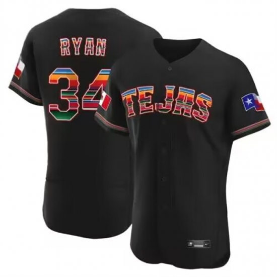 Men Texas Rangers 34 Nolan Ryan Mexican Black Flex Base Stitched Baseball Jersey Men Texas Rangers 34 Nolan Ryan Mexican Black Flex Base Stitched Baseball Jersey