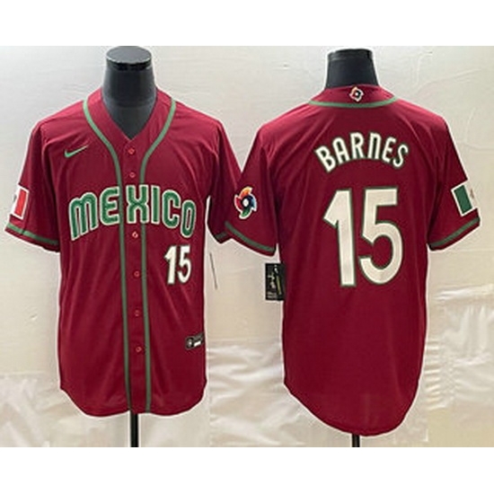 Men's Mexico Baseball #15 Austin Barnes Number 2023 Red White World Classic Stitched Jersey Men's Mexico Baseball #15 Austin Barnes Number 2023 Red White World Classic Stitched Jersey