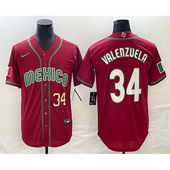 Men's Mexico Baseball #34 Fernando Valenzuela Number 2023 Red Blue World Baseball Classic Stitched Jerseys Men's Mexico Baseball #34 Fernando Valenzuela Number 2023 Red Blue World Baseball Classic Stitched Jerseys
