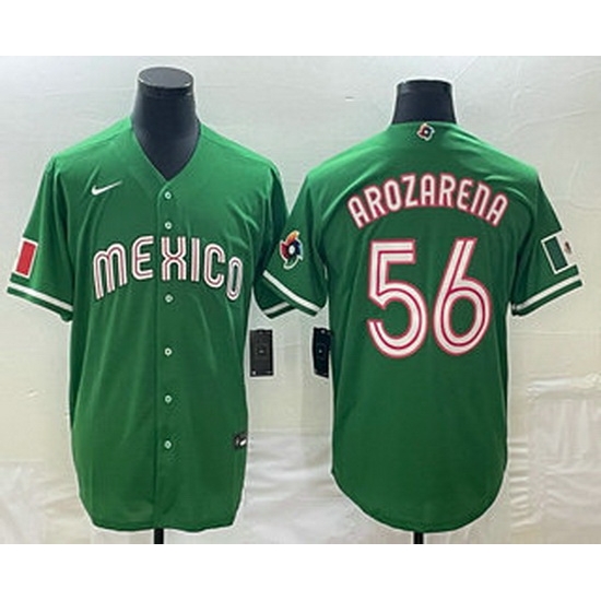 Men's Mexico Baseball #56 Randy Arozarena 2023 Green World Classic Stitched Jersey Men's Mexico Baseball #56 Randy Arozarena 2023 Green World Classic Stitched Jersey