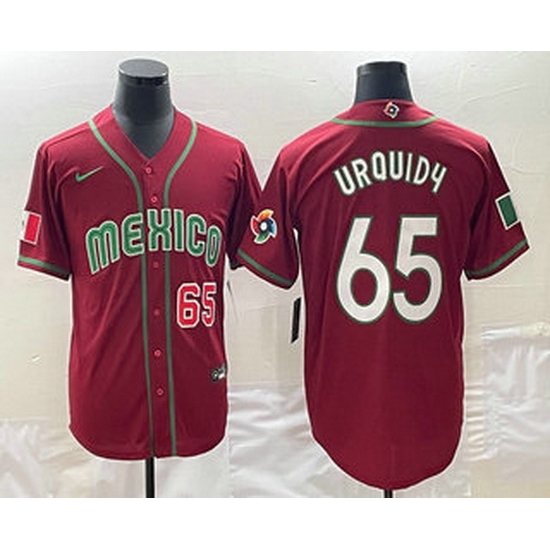 Men's Mexico Baseball #65 Giovanny Gallegos Number 2023 Red World Classic Stitched Jersey1 Men's Mexico Baseball #65 Giovanny Gallegos Number 2023 Red World Classic Stitched Jersey1