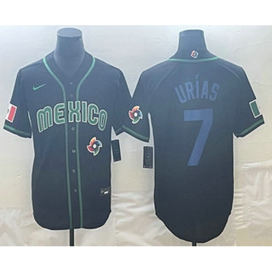 Men's Mexico Baseball #7 Julio Urias 2023 Black Blue World Classic Stitched Jerseys Men's Mexico Baseball #7 Julio Urias 2023 Black Blue World Classic Stitched Jerseys