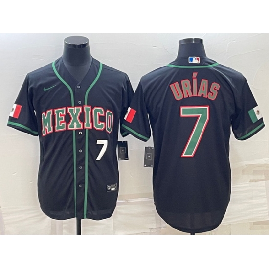 Men's Mexico Baseball #7 Julio Urias 2023 Black World Baseball Classic Stitched Jerseys 2 Men's Mexico Baseball #7 Julio Urias 2023 Black World Baseball Classic Stitched Jerseys 2