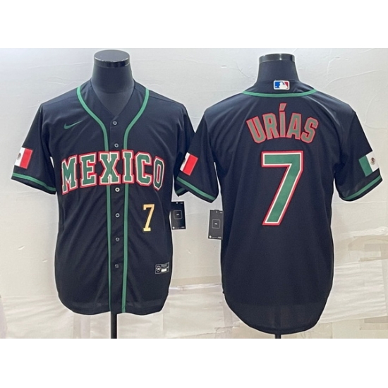 Men's Mexico Baseball #7 Julio Urias 2023 Black World Baseball Classic Stitched Jerseys 3 Men's Mexico Baseball #7 Julio Urias 2023 Black World Baseball Classic Stitched Jerseys 3