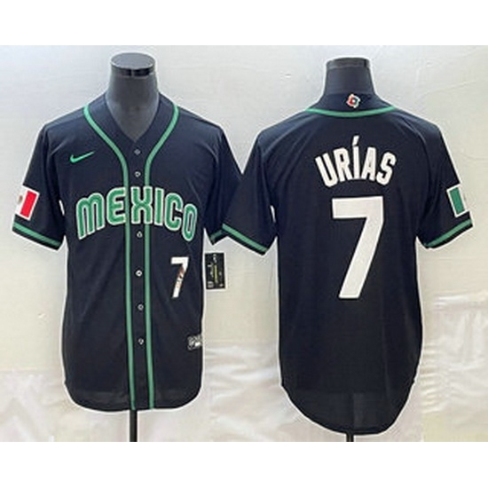 Men's Mexico Baseball #7 Julio Urias Number 2023 Black White World Classic Stitched Jerseys Men's Mexico Baseball #7 Julio Urias Number 2023 Black White World Classic Stitched Jerseys