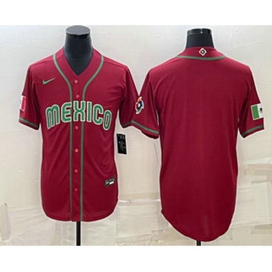 Men's Mexico Baseball Blank 2023 Red World Baseball With Patch Classic Stitched Jerseys Men's Mexico Baseball Blank 2023 Red World Baseball With Patch Classic Stitched Jerseys