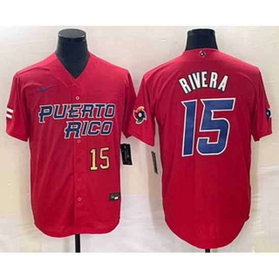 Men's Puerto Rico Baseball #15 Emmanuel Rivera Number 2023 Red World Classic With Patch Stitched Jerseys Men's Puerto Rico Baseball #15 Emmanuel Rivera Number 2023 Red World Classic With Patch Stitched Jerseys