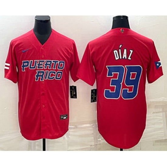 Men's Puerto Rico Baseball #39 Edwin Diaz 2023 Red World Baseball Classic Stitched Jersey Men's Puerto Rico Baseball #39 Edwin Diaz 2023 Red World Baseball Classic Stitched Jersey