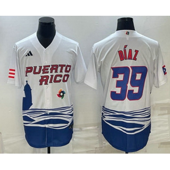Men's Puerto Rico Baseball #39 Edwin Diaz 2023 White World Baseball Classic Stitched Jerseys Men's Puerto Rico Baseball #39 Edwin Diaz 2023 White World Baseball Classic Stitched Jerseys