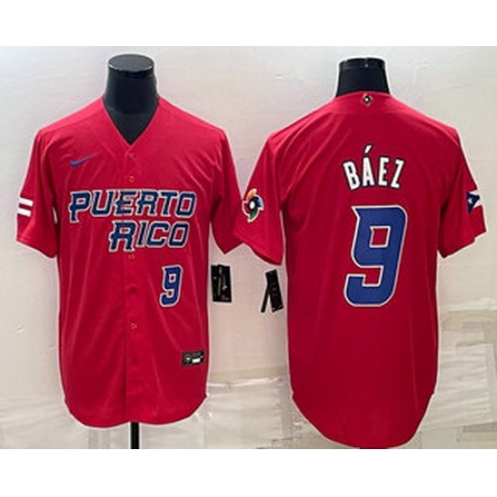 Mens Puerto Rico Baseball #9 Javier Baez Number 2023 Red World Baseball Classic Stitched Jersey Mens Puerto Rico Baseball #9 Javier Baez Number 2023 Red World Baseball Classic Stitched Jersey