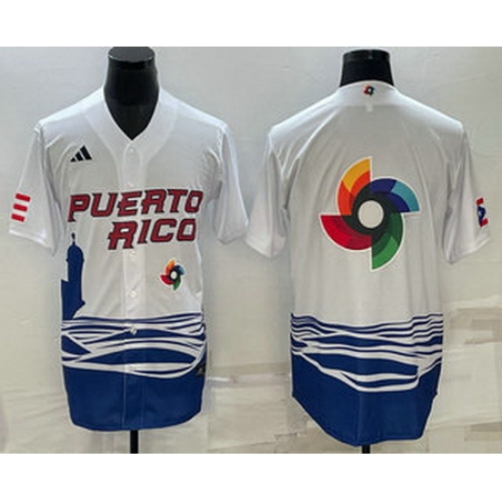 Men's Puerto Rico Baseball Big Logo White 2023 World Baseball Classic Stitched Jerseys Men's Puerto Rico Baseball Big Logo White 2023 World Baseball Classic Stitched Jerseys