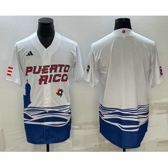 Men's Puerto Rico Baseball Blank White 2023 World Baseball Classic Stitched Jersey Men's Puerto Rico Baseball Blank White 2023 World Baseball Classic Stitched Jersey