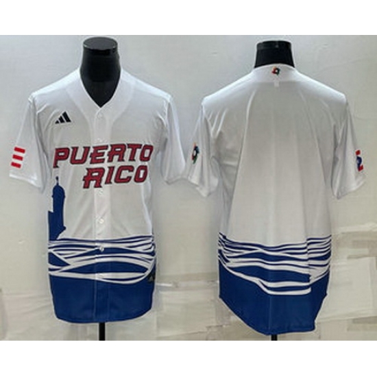 Men's Puerto Rico Baseball Blank White 2023 World Baseball Classic Stitched Jerseys Men's Puerto Rico Baseball Blank White 2023 World Baseball Classic Stitched Jerseys
