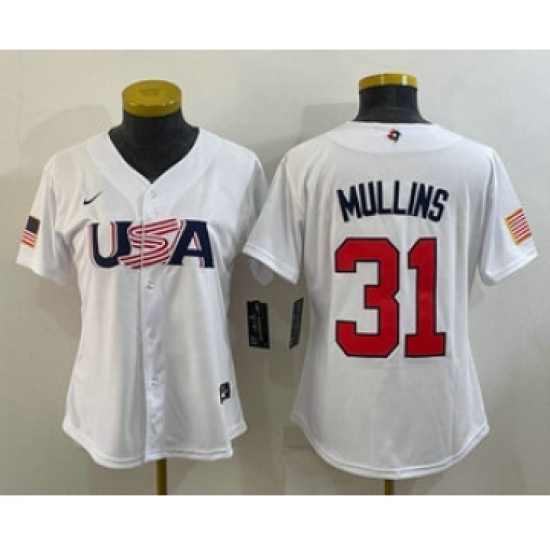 Womens USA Baseball 31 Cedric Mullins 2023 White World Classic Stitched Jersey Womens USA Baseball 31 Cedric Mullins 2023 White World Classic Stitched Jersey