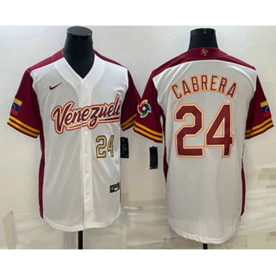 Men Venezuela Baseball #24 Miguel Cabrera Number 2023 White World Classic Stitched Jerseys Men Venezuela Baseball #24 Miguel Cabrera Number 2023 White World Classic Stitched Jerseys