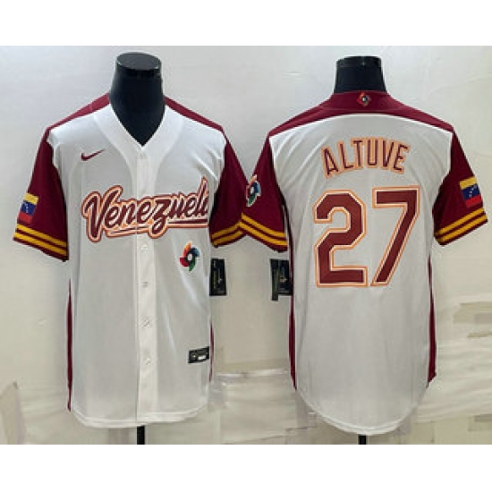 Men Venezuela Baseball #27 Jose Altuve 2023 White World Baseball Classic Stitched Jersey Men Venezuela Baseball #27 Jose Altuve 2023 White World Baseball Classic Stitched Jersey
