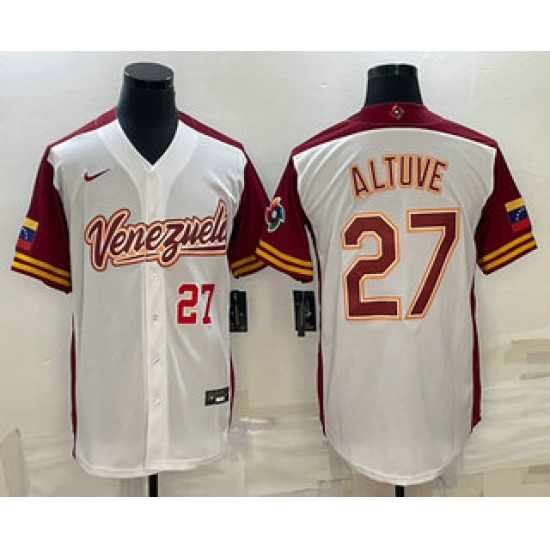 Men Venezuela Baseball #27 Jose Altuve Number 2023 White World Baseball Classic Stitched Jersey1 Men Venezuela Baseball #27 Jose Altuve Number 2023 White World Baseball Classic Stitched Jersey1