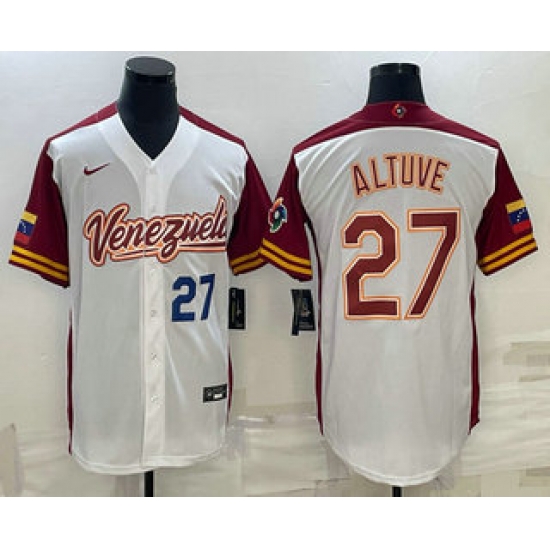 Men Venezuela Baseball #27 Jose Altuve Number 2023 White World Baseball Classic Stitched Jersey Men Venezuela Baseball #27 Jose Altuve Number 2023 White World Baseball Classic Stitched Jersey