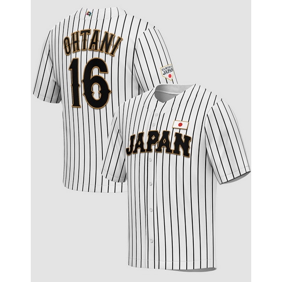 Men Japan Baseball 16 Shohei Ohtani 2023 White World Baseball Classic Stitched Jersey Men Japan Baseball 16 Shohei Ohtani 2023 White World Baseball Classic Stitched Jersey