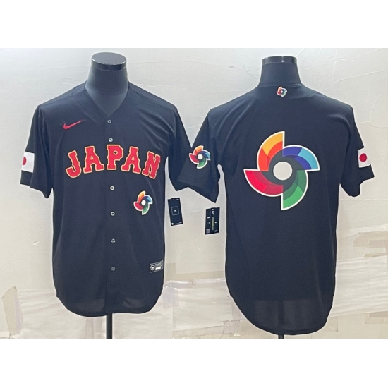 Men Japan Baseball 2023 Black World Baseball Big Logo With Patch Classic Stitched Jersey
