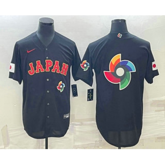 Men Japan Baseball 2023 Black World Big Logo With Patch Classic Stitched Jerseys Men Japan Baseball 2023 Black World Big Logo With Patch Classic Stitched Jerseys