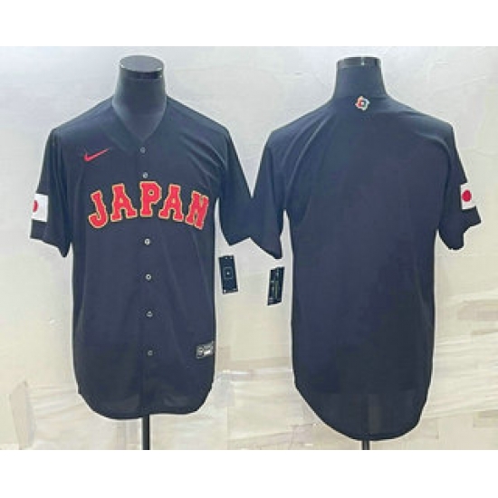 Men Japan Baseball Blank 2023 Black World Classic Stitched Jerseys Men Japan Baseball Blank 2023 Black World Classic Stitched Jerseys