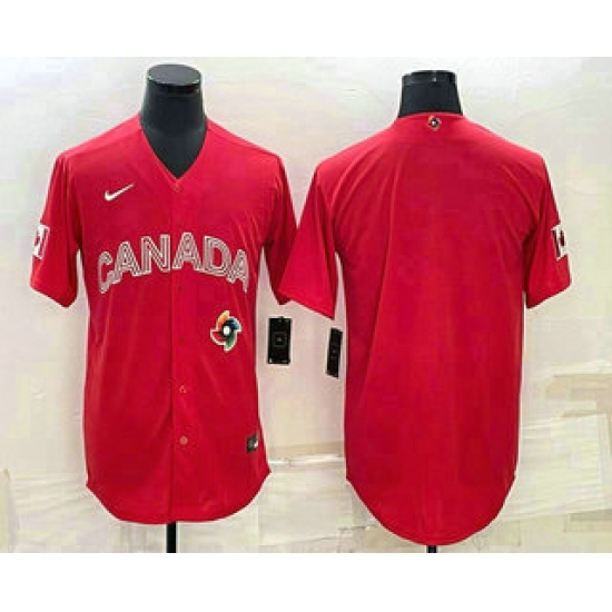 Men Canada Baseball Blank 2023 Red World With Patch Classic Stitched Jersey Men Canada Baseball Blank 2023 Red World With Patch Classic Stitched Jersey