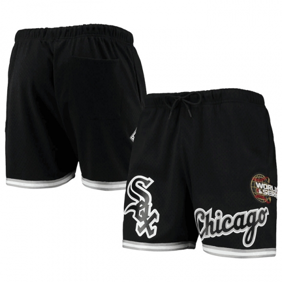 Men Chicago White Sox Black Team Logo Mesh Shorts Men Chicago White Sox Black Team Logo Mesh Shorts