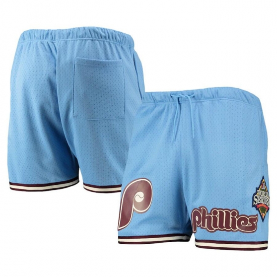 Men Philadelphia Phillies Light Blue Team Logo Mesh Shorts Men Philadelphia Phillies Light Blue Team Logo Mesh Shorts