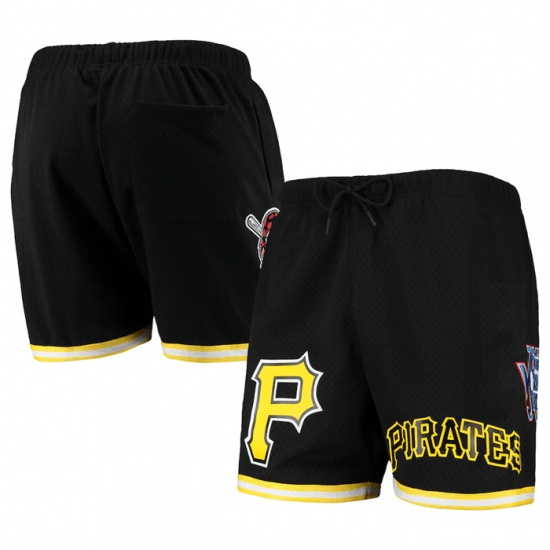 Men Pittsburgh Pirates Black Team Logo Mesh Shorts Men Pittsburgh Pirates Black Team Logo Mesh Shorts