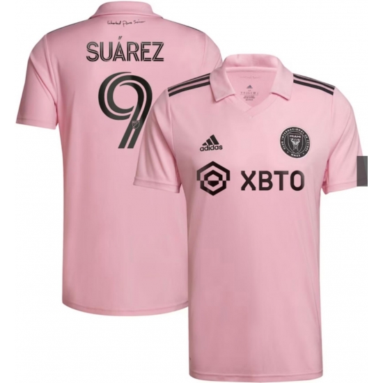Men Miami Suarez Pink Soccer jersey Men Miami Suarez Pink Soccer jersey