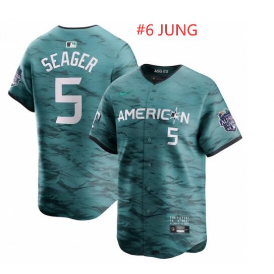 6 JUNG Teal 2023 All Star Stitched Baseball Jersey 6 JUNG Teal 2023 All Star Stitched Baseball Jersey