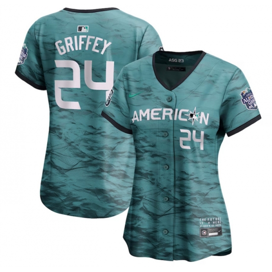 Women Seattle Mariners 24 Ken Griffey Jr Teal 2023 All Star Stitched Baseball Jersey Women Seattle Mariners 24 Ken Griffey Jr Teal 2023 All Star Stitched Baseball Jersey