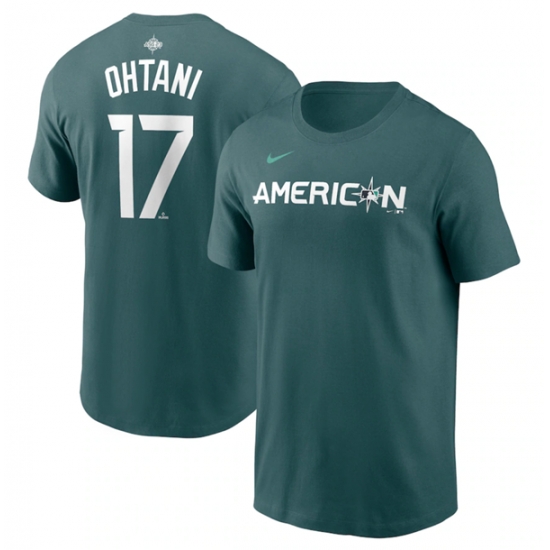 Men Los Angeles Angels 17 Shohei Ohtani Teal 2023 All Star Name Number T Shirt Men Los Angeles Angels 17 Shohei Ohtani Teal 2023 All Star Name Number T Shirt