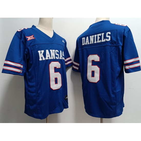 Men Nike Kansas Jayhawks #6 Jalon Daniels Stitched Blue College Football Jersey Men Nike Kansas Jayhawks #6 Jalon Daniels Stitched Blue College Football Jersey