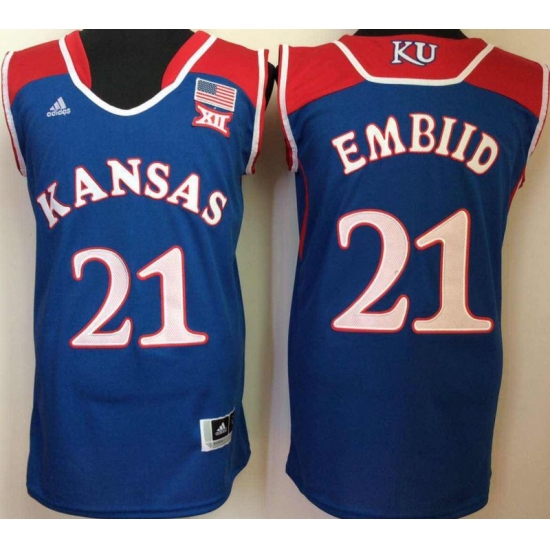 Mens Ncaa Nba Kansas Jayhawks #21 Embiid Blue Jersey Mens Ncaa Nba Kansas Jayhawks #21 Embiid Blue Jersey