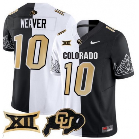 Men Colorado Buffaloes #10 Xavier Weaver White Black Split Vapor Limited Stitched Football Jersey Men Colorado Buffaloes #10 Xavier Weaver White Black Split Vapor Limited Stitched Football Jersey