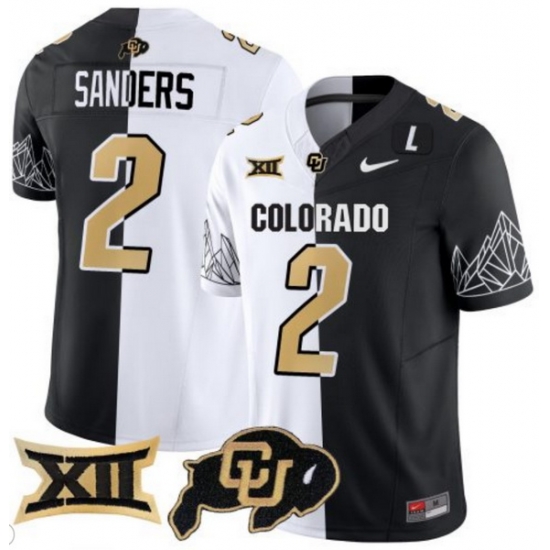 Men Colorado Buffaloes #2 Shedeur Sanders White Black Split Vapor Limited Stitched Football Jersey Men Colorado Buffaloes #2 Shedeur Sanders White Black Split Vapor Limited Stitched Football Jersey
