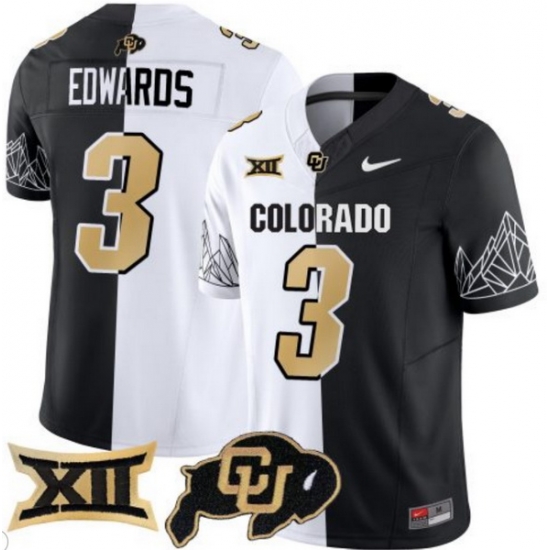 Men Colorado Buffaloes #3 Dylan Edwards White Black Split Vapor Limited Stitched Football Jersey Men Colorado Buffaloes #3 Dylan Edwards White Black Split Vapor Limited Stitched Football Jersey