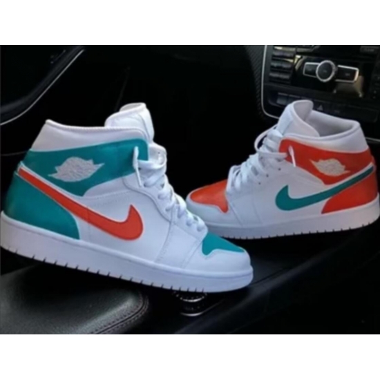 Men Nike Jordan 1 White Teal Orange Shoes 24D52 Men Nike Jordan 1 White Teal Orange Shoes 24D52