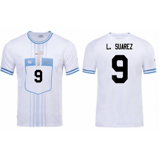 Men Uruguay #9 Luis Suarez Soccer 2024 Jersey White Men Uruguay #9 Luis Suarez Soccer 2024 Jersey White