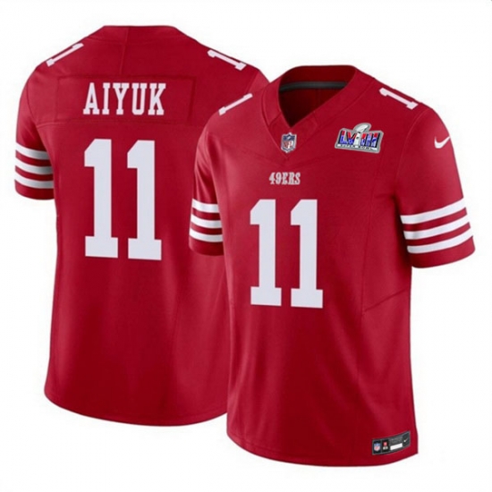 Men San Francisco 49ers 11 Brandon Aiyuk Red 2023 F U S E  Vapor Limited Stitched Football 2024 Super Bowl LVIII Jersey