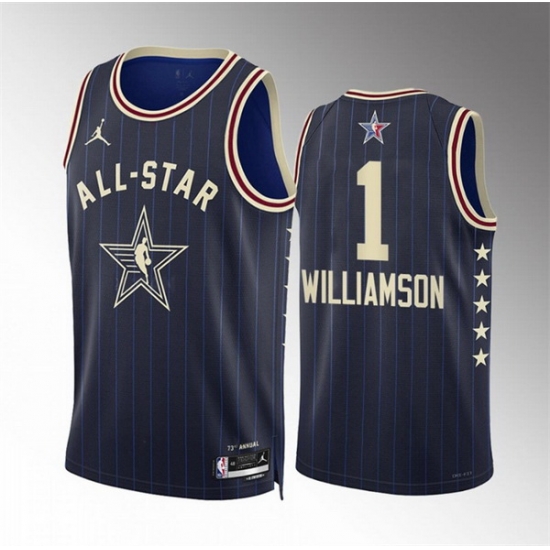 Men 2024 All Star 1 Zion Williamson Navy Stitched Basketball Jersey Men 2024 All Star 1 Zion Williamson Navy Stitched Basketball Jersey