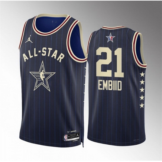 Men 2024 All Star 21 Joel Embiid Navy Stitched Basketball Jersey Men 2024 All Star 21 Joel Embiid Navy Stitched Basketball Jersey